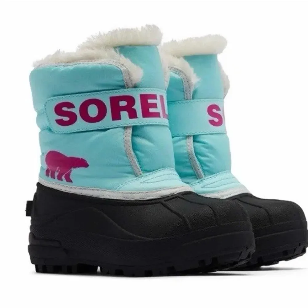 Sorel Snow Commander Girls Snow Boots Turquoise Pink Sz 6c Waterproof Insulated